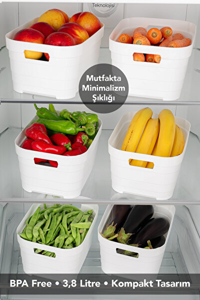 Meleni Home 2-Piece 3800 ml Refrigerator Organizer - Kitchen Bathroom Decorative Multi-Purpose Organizer Inside the Cabinet White