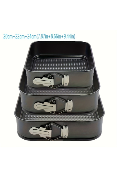 GENERAL 3PCS Square Springform Pan Set (8/9/10 in) Non-stick Removable Bottom