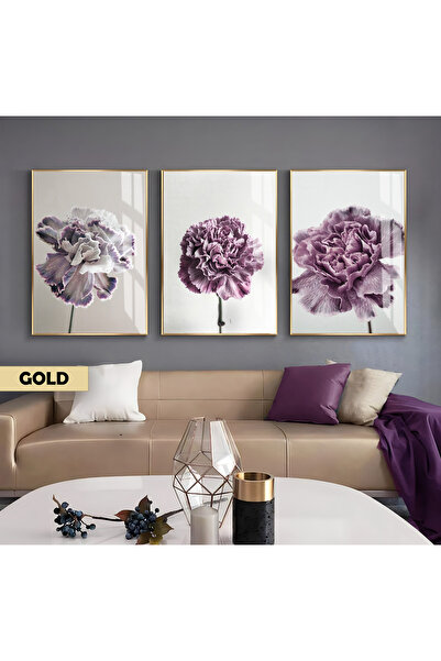 Harikabirev HARİKABİREV|Soft|MOR KARANFİL ÇİÇEK KOMBİNİ |ÇERÇEVELİ CAM TABLO ...