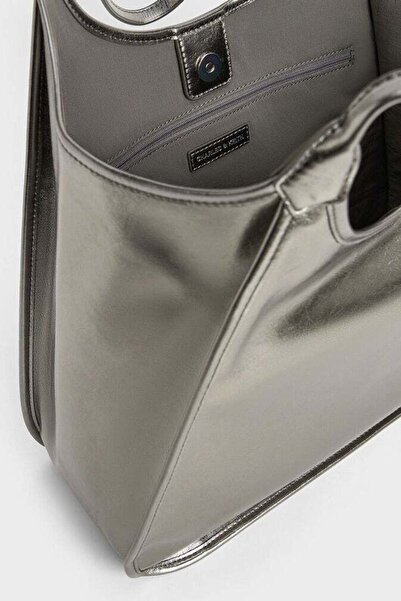 Generic Metallic Crinkle Effect Slouchy Tote Bag