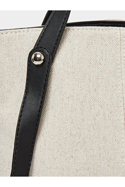 Styli White Textured Tote Bag with Adjustable Strap