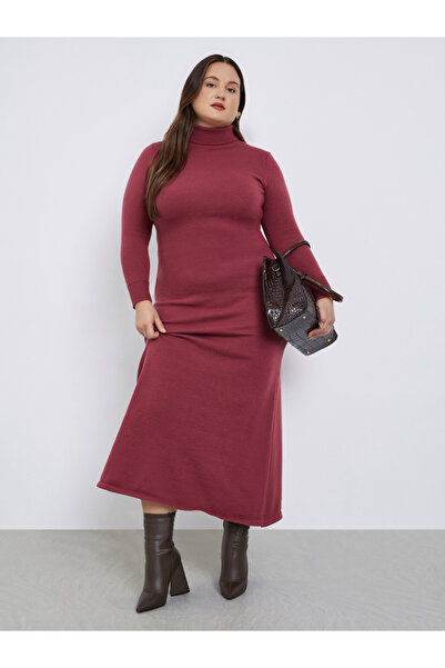 Styli Plus Size Turtle Neck Knit Sweater Maxi Dress