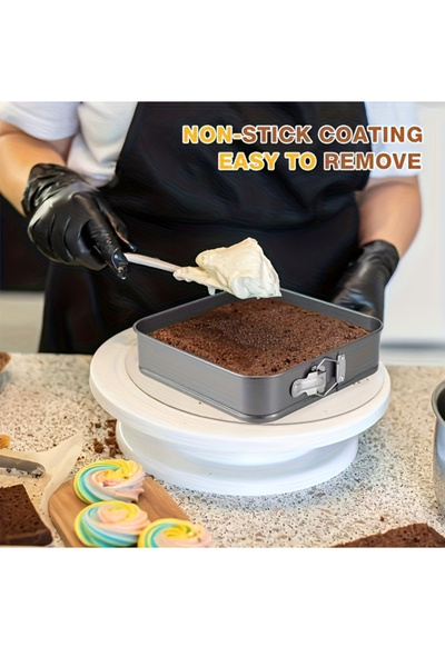 GENERAL 3PCS Square Springform Pan Set (8/9/10 in) Non-stick Removable Bottom