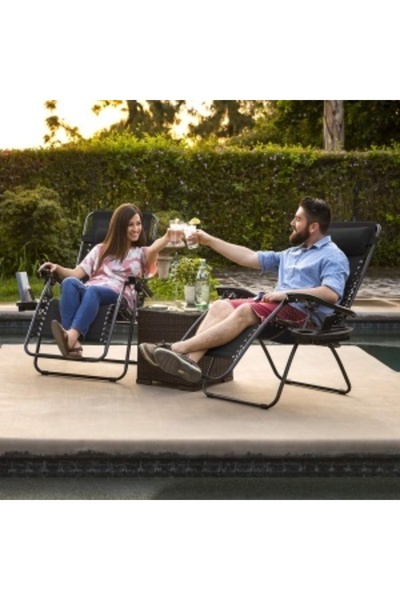 Artenova Set of 2 ArteNova garden chairs, foldable, cup tray, removable headrest, weight capacity 120kg