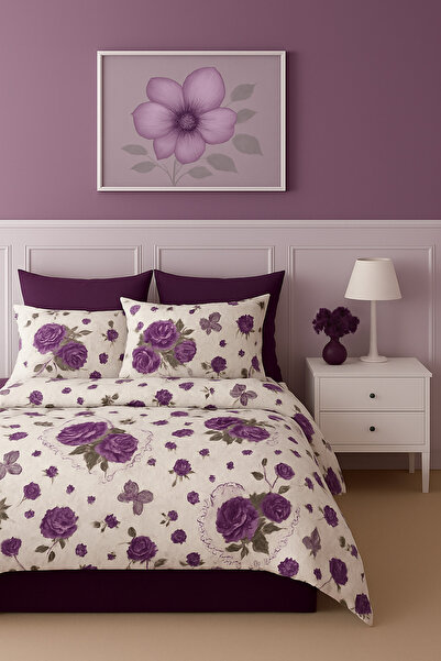 İQON Set de lenjerie de pat simplu cu cearșaf de pat, pentru o persoană, tran...