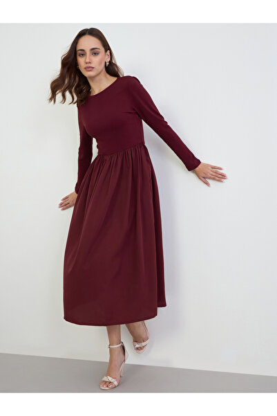 Styli Solid Long Sleeves A-Line Maxi Dress