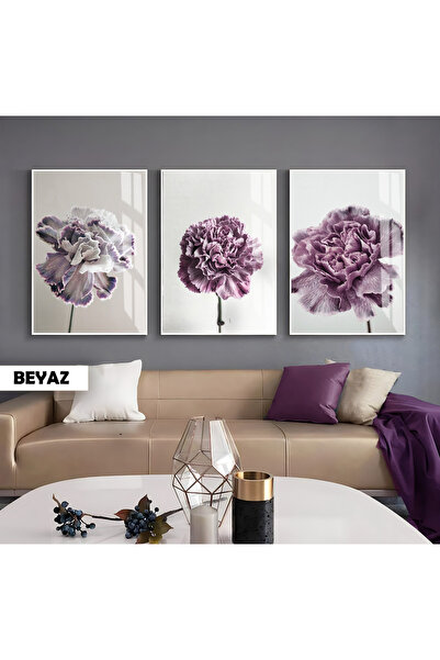 Harikabirev HARİKABİREV|Soft|MOR KARANFİL ÇİÇEK KOMBİNİ |ÇERÇEVELİ CAM TABLO ...