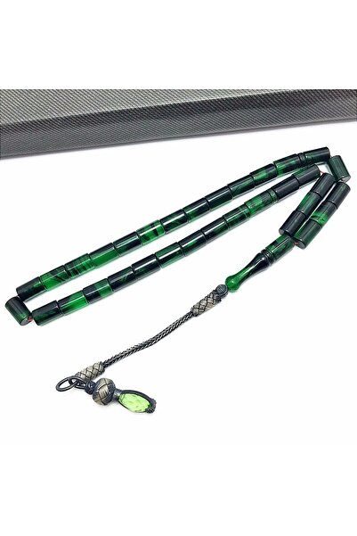 KANUNİ TESBİH Model de decupaj moaré verde negru, rozariu de culoare chihlimb...