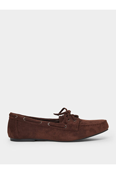 Styli Brown Suede Look Boat Shoes
