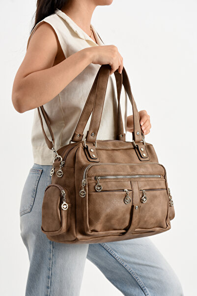 KIRASE MEGA Geantă de umăr și de mână pentru femei Lisbon/piele moale, cu mai...