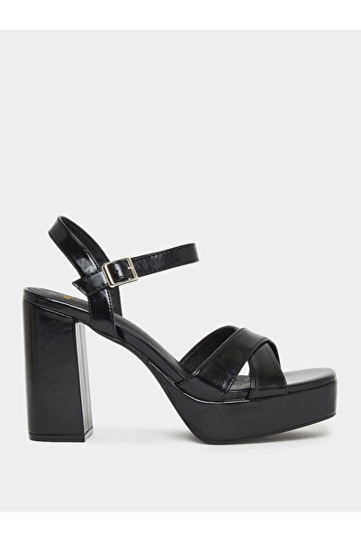 Styli Buckle Cross Strap Block Heel Sandals