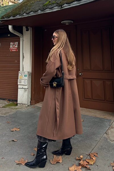 Laluvia Light Brown New Tokyo Long Cashmere Coat - 408021