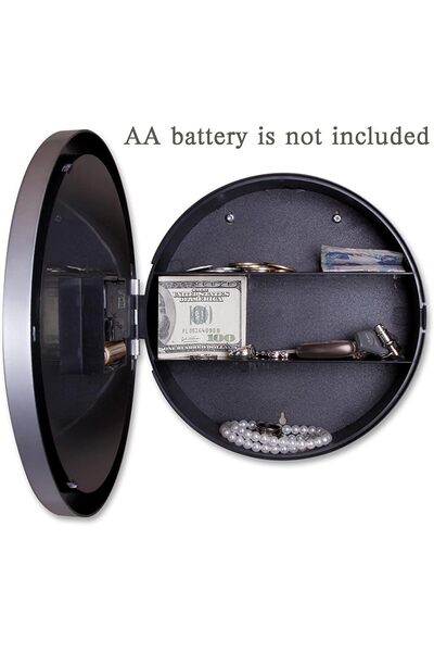Generic 25.4 cm Wall Clock with Hidden Safe - Secret Internal Storage for Jewelry and Cash (Silver)