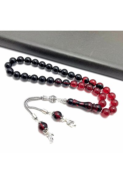 KANUNİ TESBİH سبحة من حجر العنبر الناري بقطع كروي متنوع الألوان (أحمر، أسود، ...