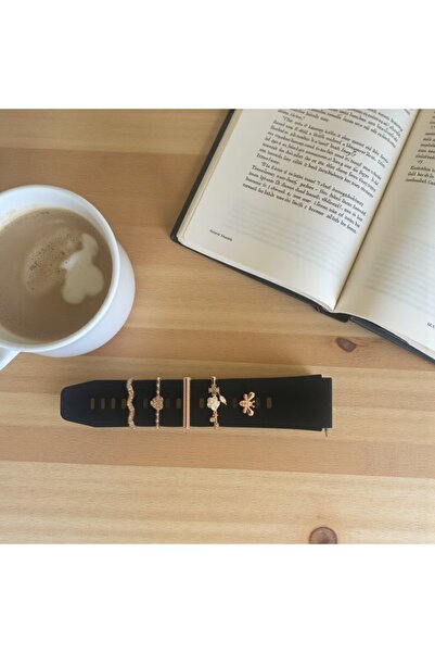 Gtech Set of 5 Charms for Garmin Forerunner 645 strap, metal, Model 1, Elegant design, Rose-Gold