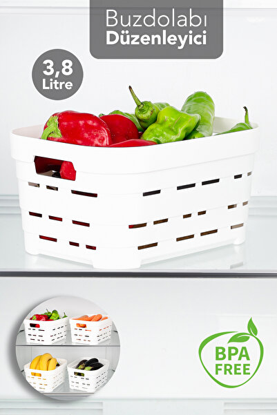 Meleni Home 1 bucată 3,8 l organizator perforat pentru frigider - bucătărie, baie, dulap multifuncțional, organizator alb