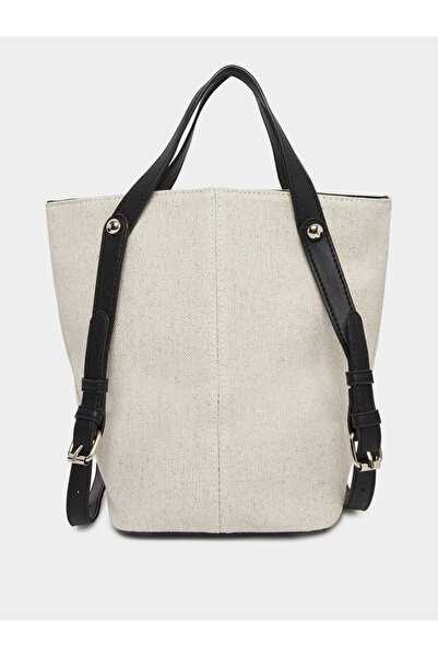 Styli White Textured Tote Bag with Adjustable Strap