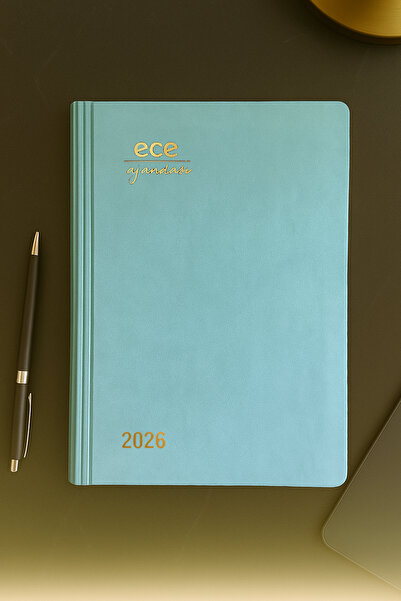 Ece Ajandası Marmaris 2026 12x16 Günlük Ajanda Çizgili Su Yeşili