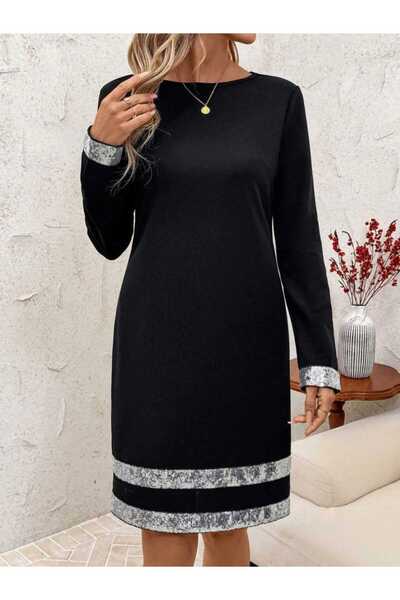 Kokosh moda Women's Crew Neck Mini Crepe Dress