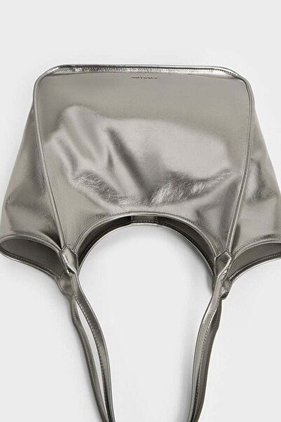 Generic Metallic Crinkle Effect Slouchy Tote Bag