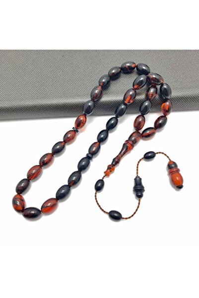 KANUNİ TESBİH سبحة من حجر العنبر البرتقالي المقطوع على شكل حرف A