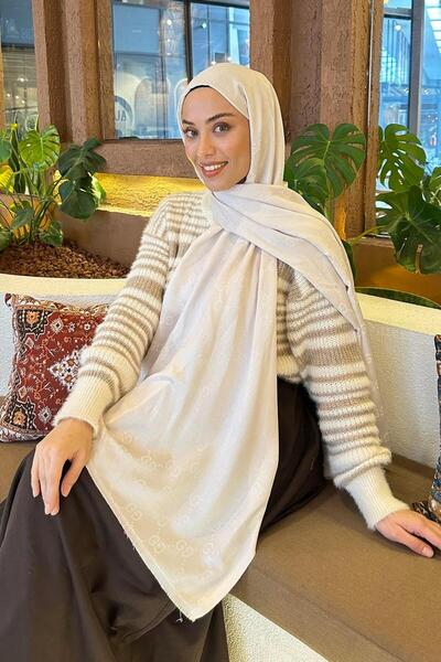 lamelif G Desen Çift Taraflı Kaşmir Şal Taş