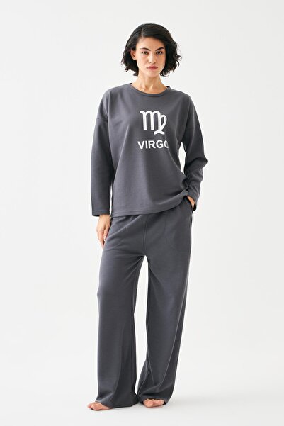 Akbeniz Women's Smoked Virgo Oversized 2 Thread Tracksuit Home Wear Set