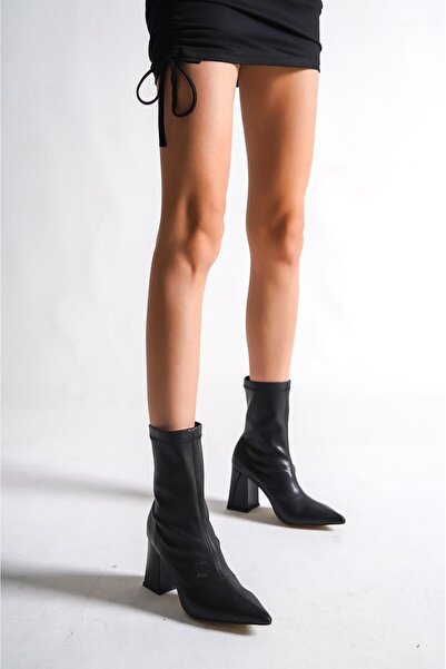 Gökhan Talay Isabel Black Thick Mid-Heeled (8 cm) Stretch Boots