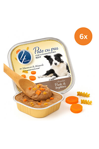 4dog Pate cu Pui pentru Câini 150g – Hrană Umedă cu Topping Paste & Legume, V...