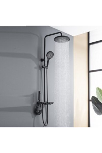 Smack Shower Column, Matte Black, LCD Water Temperature Display, Evo