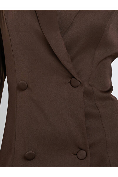 Styli Brown Double Breasted Blazer Knee Length Dress