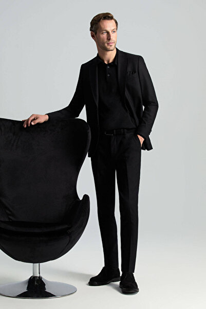 Hemington Yün Kaşmir Siyah Flanel Chino Pantolon