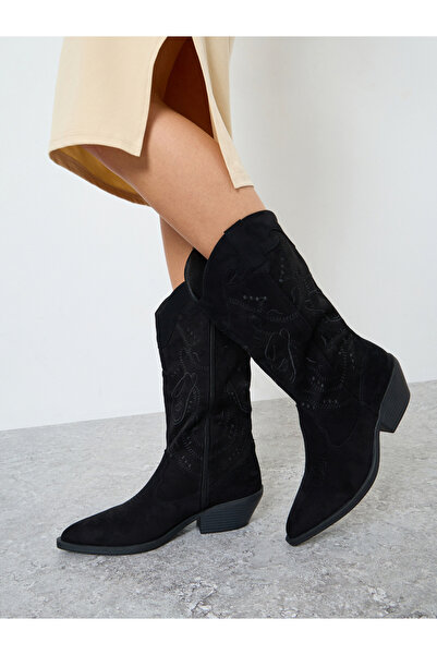 Styli حذاء أسود غربي بكاحل