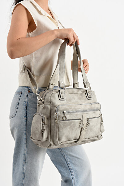 KIRASE MEGA Geantă de umăr și de mână pentru femei Lisbon/piele moale, cu mai...