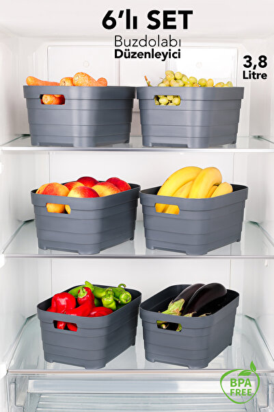 Meleni Home Organizator frigider 6 bucăți 3800 ml - Organizator multifuncțion...