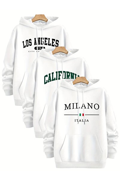 uyguntarz Multi-Colored Printed Hooded Sweatshirt 3-Pack Deal