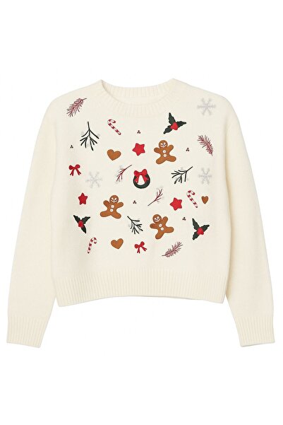 Ecrou Middle Cookie Man Embroidered Sweater