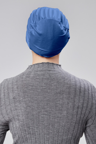 Sonbaharmoda Women's Hijab Ready-To-Wear Practical Snap-On Bonnet Elastic Non-Slip Denim Color