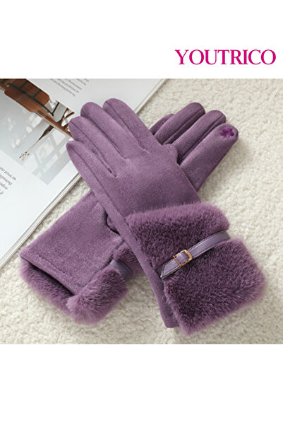 Youtrico Women's Suede Touchscreen Gloves -Thermal-Lined Winter Wear