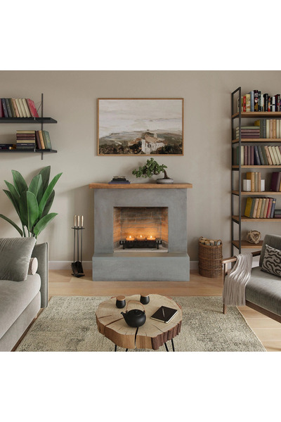 tagu Rolf Grey fireplace with ZenFlame Candles