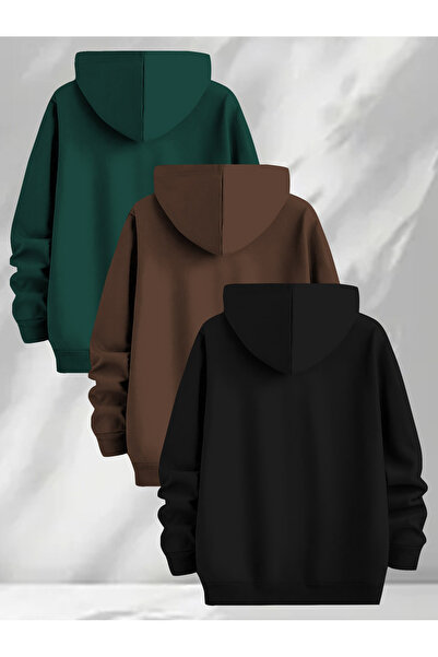 uyguntarz Multi-Colored Printed Hooded Sweatshirt 3-Pack Deal