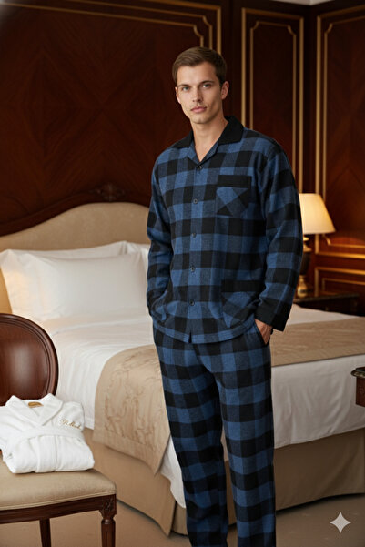 KLY New Season Thick Luxury Design Apaj Collar Men's Pajama Set