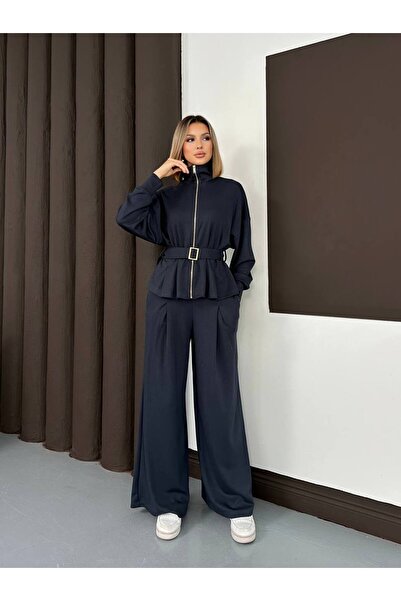 AYKA WEAR Waist-Tied Belted Pleated Modal Suit