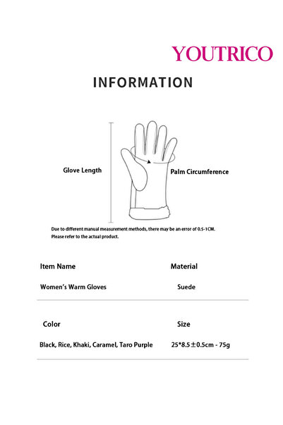 Youtrico Women's Suede Touchscreen Gloves -Thermal-Lined Winter Wear