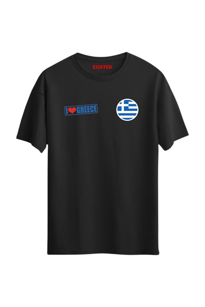 Eastek I Love Greece Greece T-Shirt National Jersey Unisex Basic