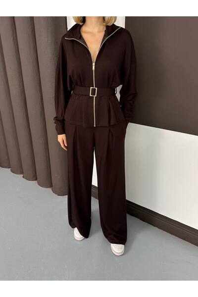 AYKA WEAR Waist-Tied Belted Pleated Modal Suit