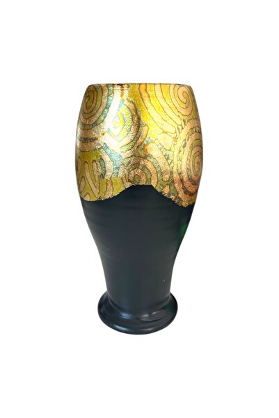 Ceramica Martinescu Ceramic vase Marginea, hand-decorated with gold leaf, ant...