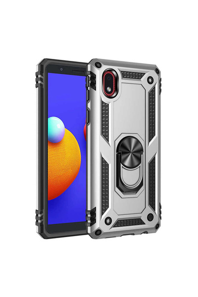 Twin Store غطاء سيليكون لجهاز Galaxy A01 Core مع حلقة صوفيا - فضي