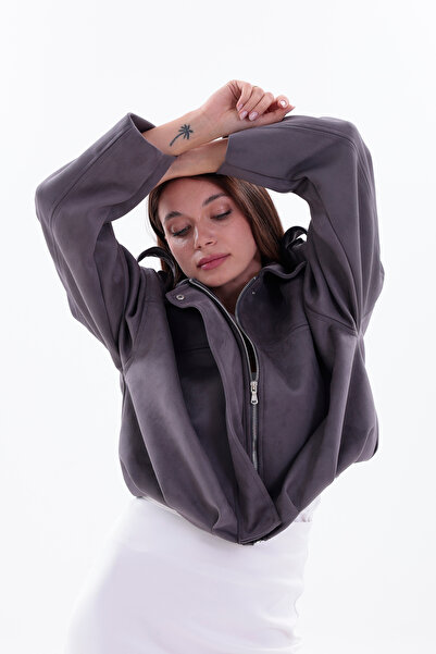 Eseclass Oversize Anthracite Suede Bomber Jacket