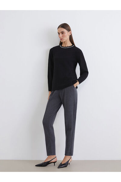 LC Waikiki Gray Plus Size Elastic Waist Women's Trousers